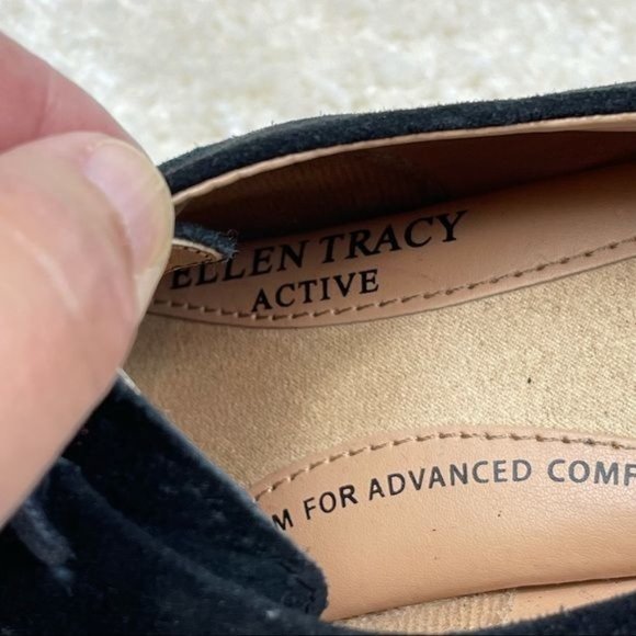 Ellen Tracy Black Tobin Oxford Suede Wedges Size 6 - Picture 10 of 11